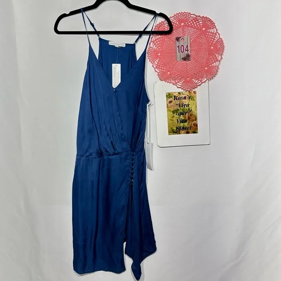 Young Fabulous & Broke NWT Wrap Royal Jewel Blue Mini V-Neck Mini Dress - Picture 7 of 16